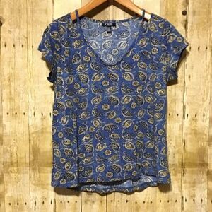‎Chaps Blue Paisley Knit Top XL